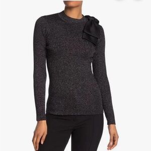 Ted Baker Bow Sweater Ribbed Knit 4% Cashmere Blend Sweater Size 0/XS NWT $175